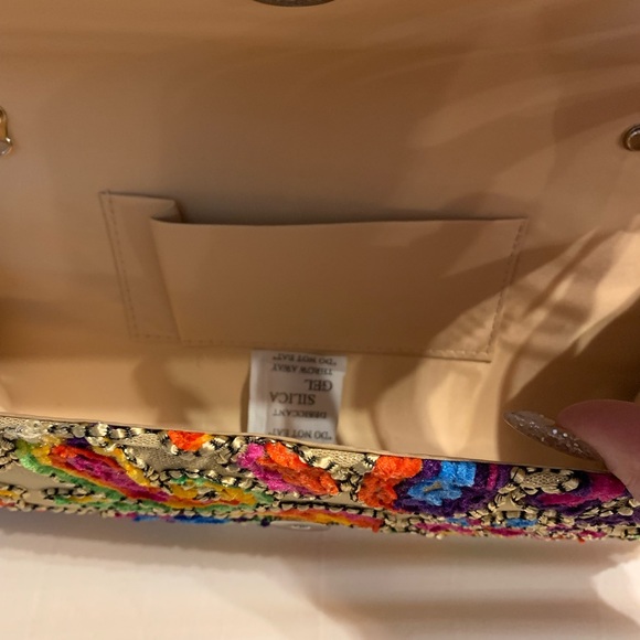 New multicolor, paisley, print embellished clutch. - Picture 4 of 4